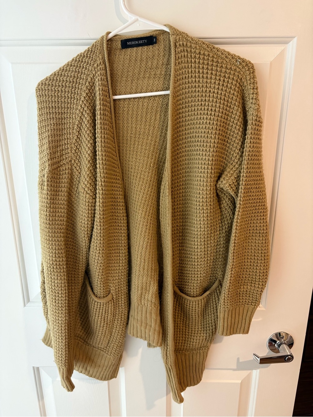 Open-Front Chunky Knit Cardigan light brown